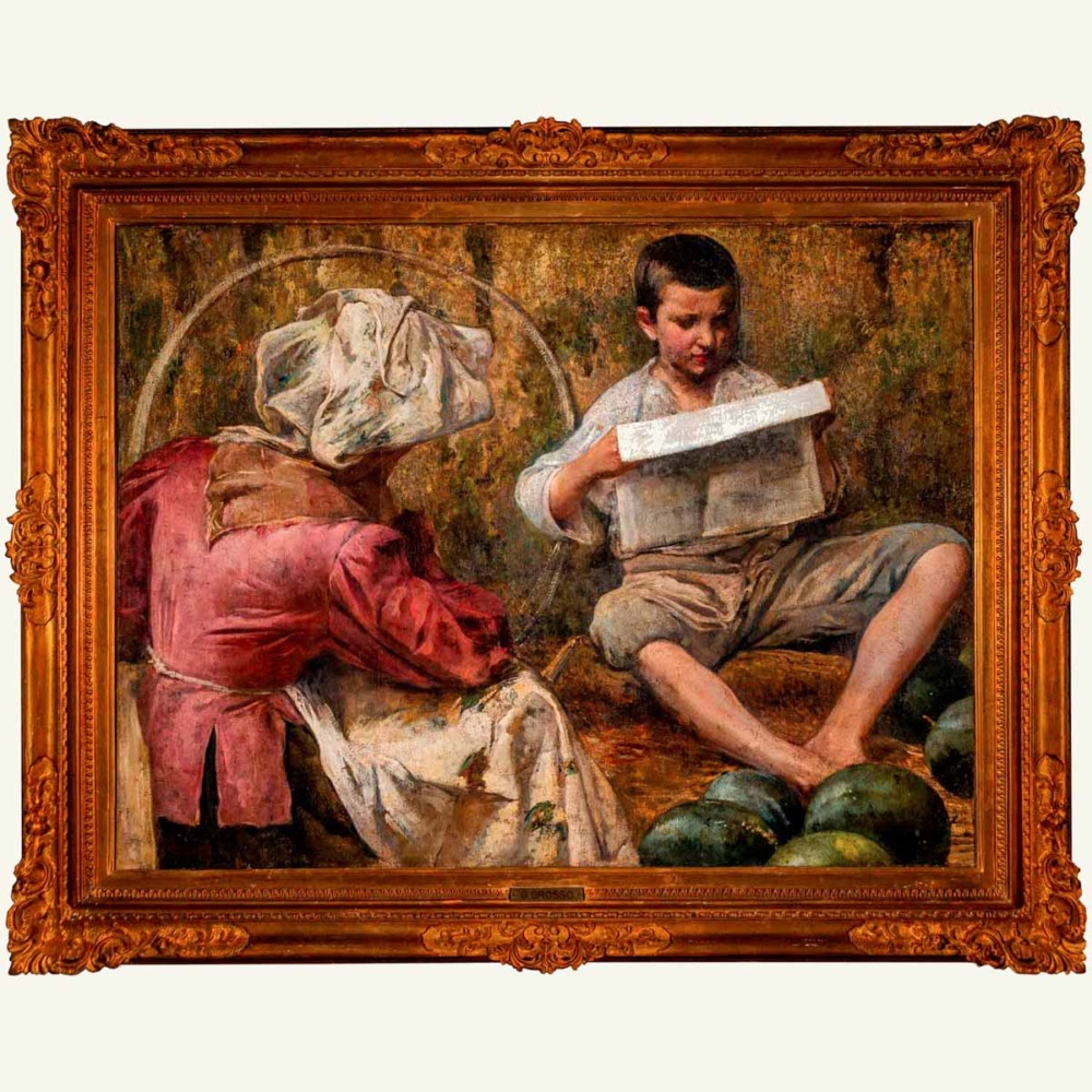 Scena con Personaggi e Meloni - Giacomo Grosso
