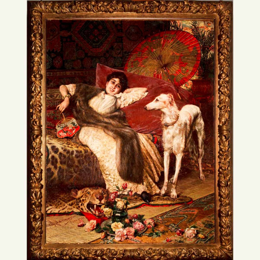 Donna con Levriero - Angelo Garino