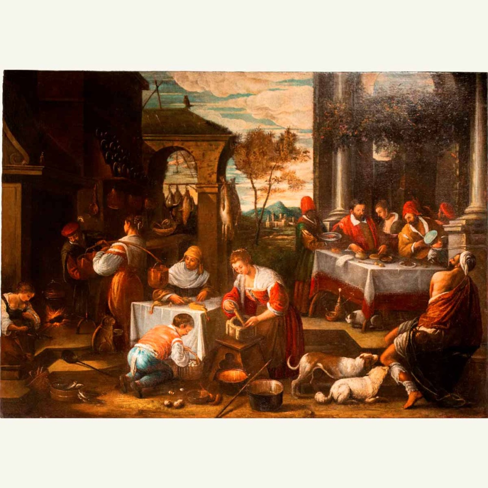 La Cena del Ricco Epulone - attribuito a Jacopo e Leandro Bassano